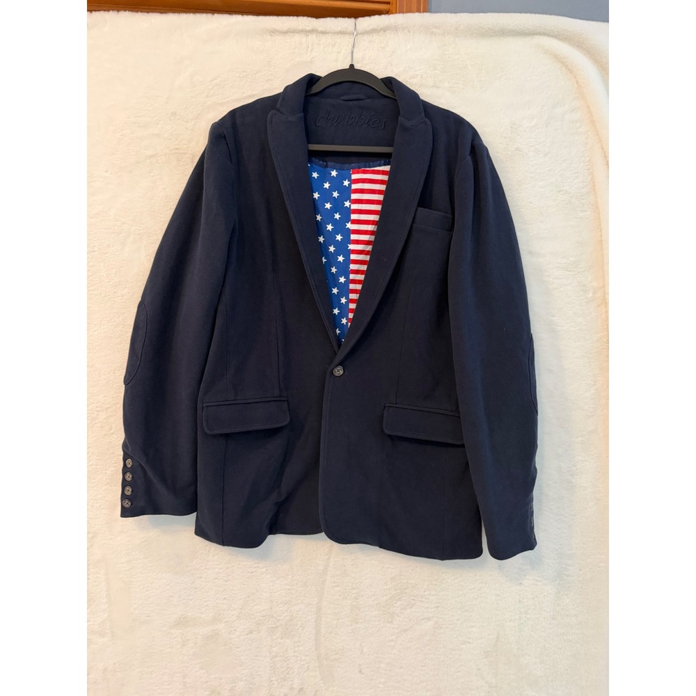Chubbies Men Navy Blue The Proper Sport Coat Blazer American Flag Lining